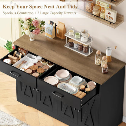 HOCSOK Sideboard 120cm – Küchenschrank mit Arbeitsplatte & Stauraum