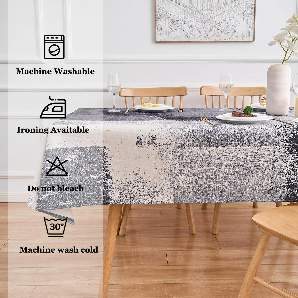 Tischdecke Anthrazit Modern 140x200 cm | Abwaschbar & Vielseitig