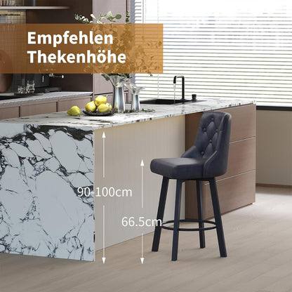 Moderner Barhocker 2er Set in Lederoptik & Fußstütze