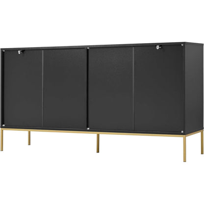 TV-Schrank mit 4 Türen & verstellbarem Regal – Schwarz