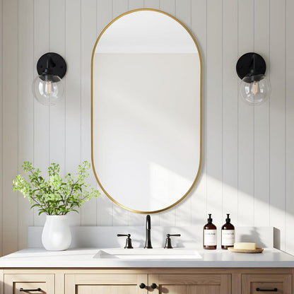Ovaler Wandspiegel Gold 90x60cm – Moderner Badezimmer Spiegel