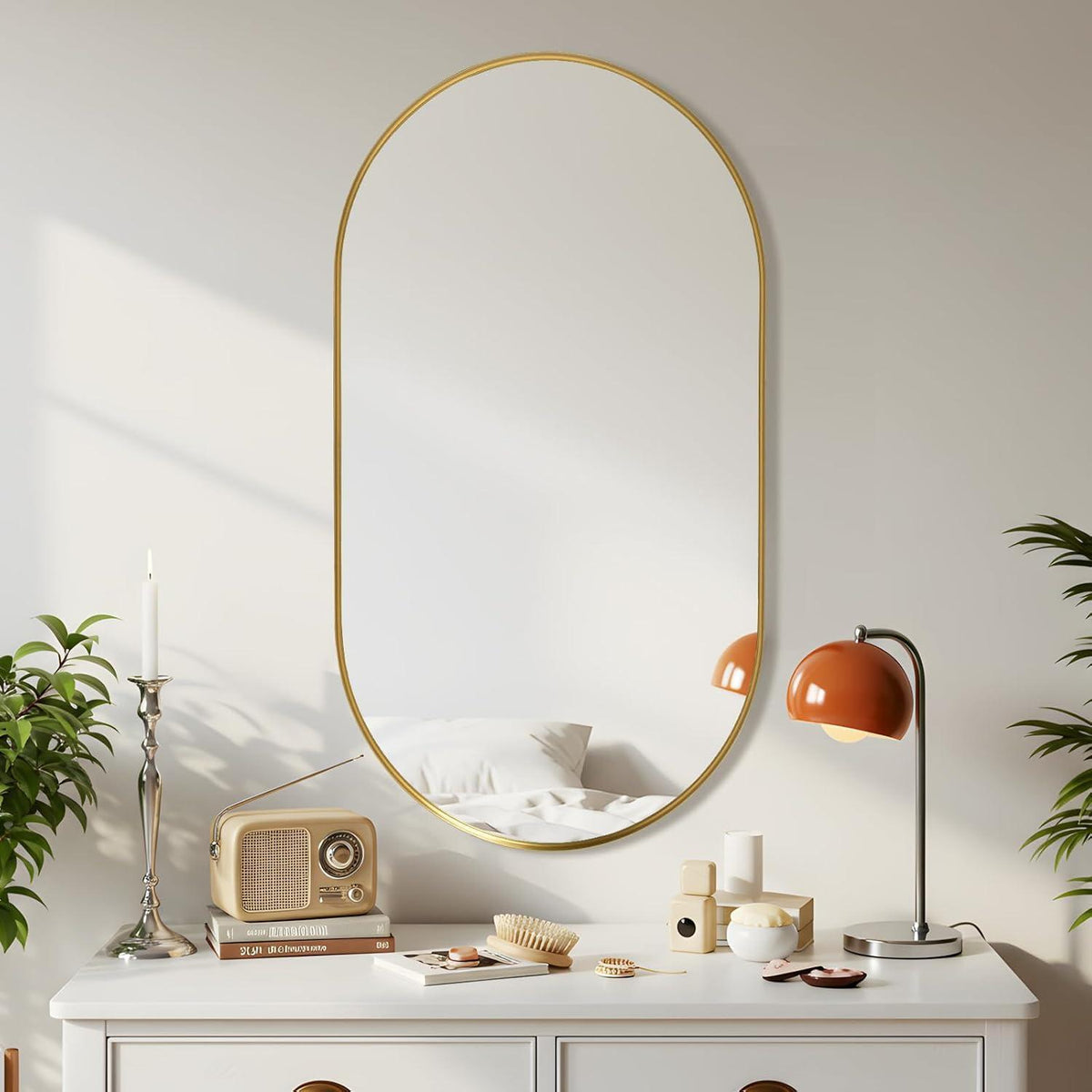 Ovaler Wandspiegel Gold 90x60cm – Moderner Badezimmer Spiegel