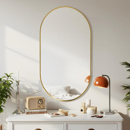 Ovaler Wandspiegel Gold 90x60cm – Moderner Badezimmer Spiegel