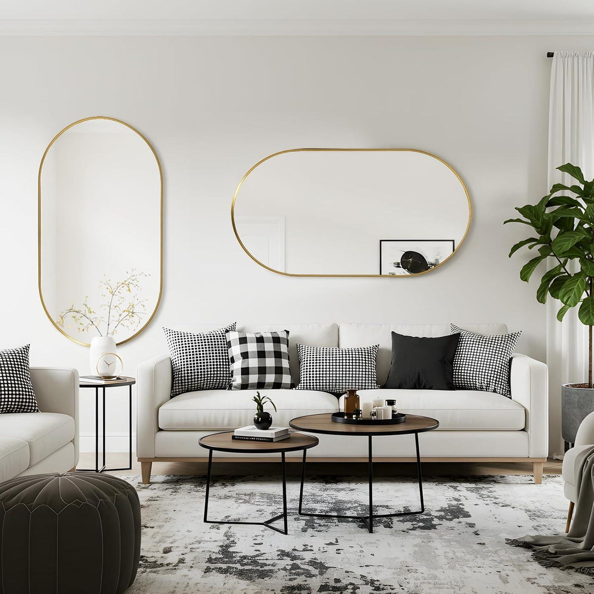 Ovaler Wandspiegel Gold 90x60cm – Moderner Badezimmer Spiegel