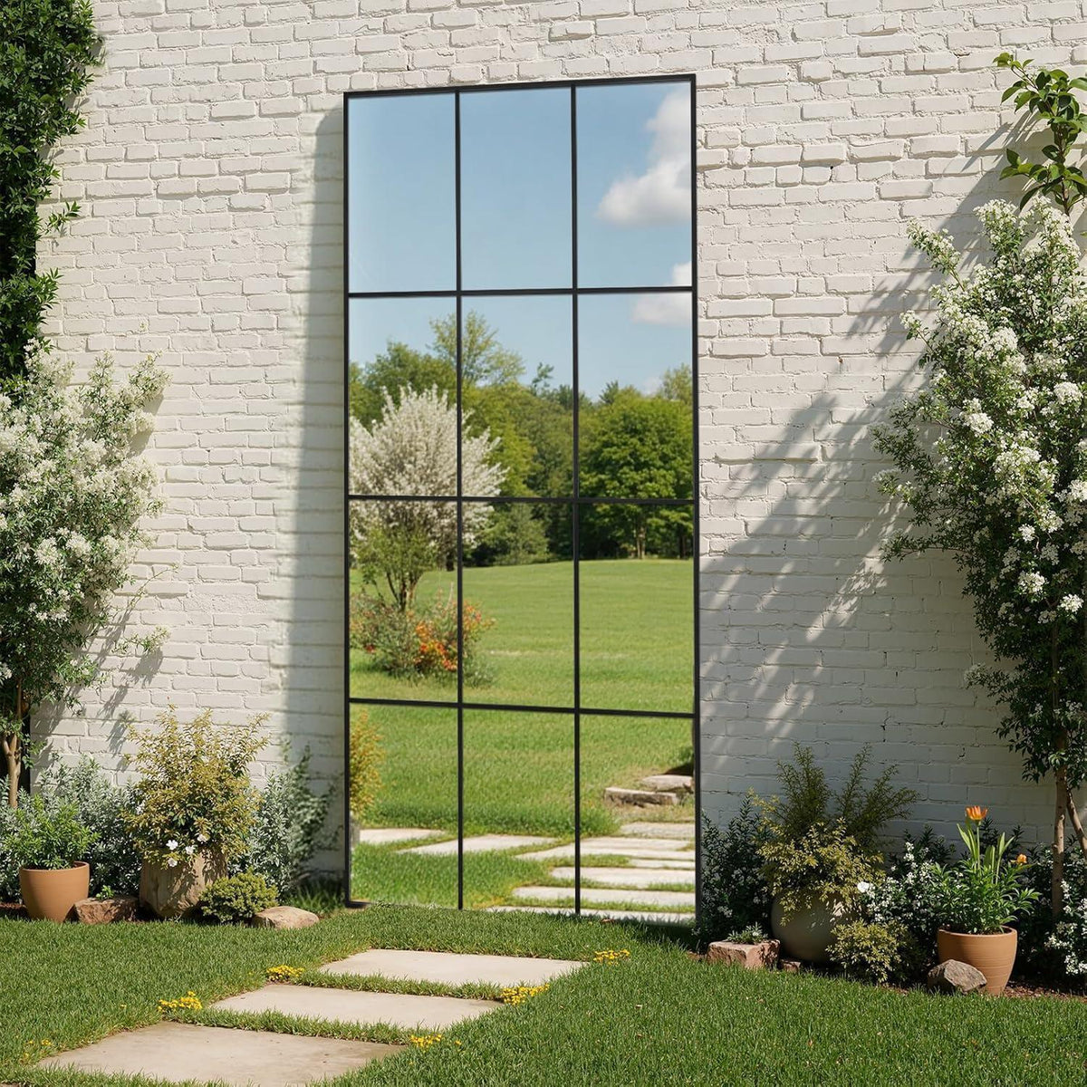 Großer Wandspiegel 180x76cm Schwarz – Neigbar & Vollbild