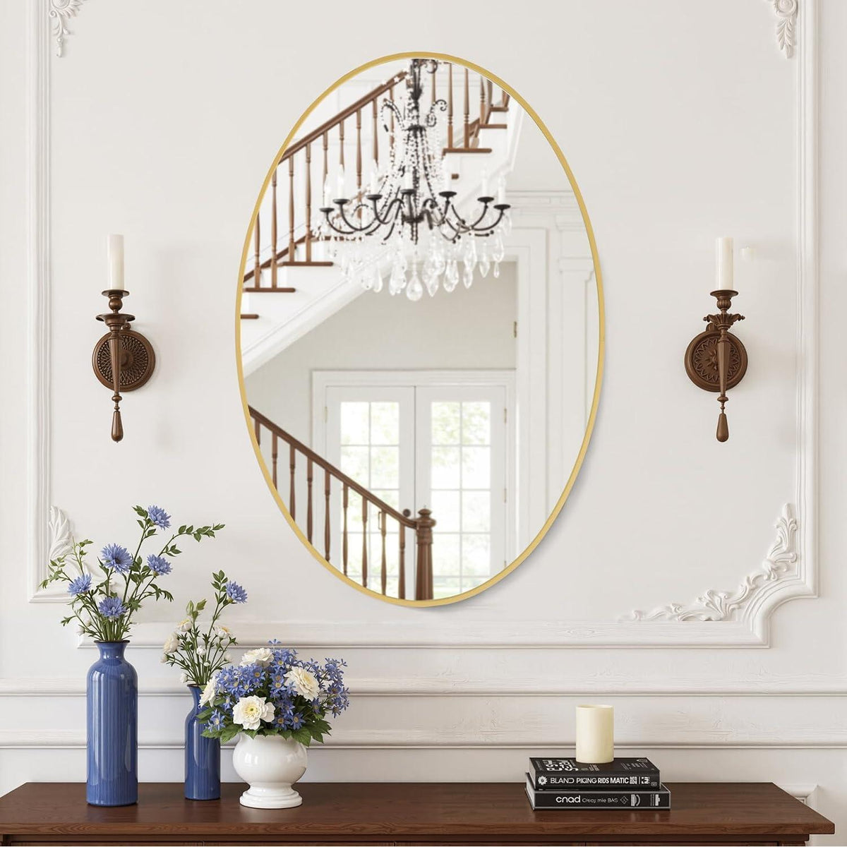 Oval Wandspiegel Gold 91x61cm – Moderner Badezimmer Spiegel