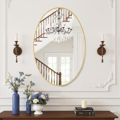 Oval Wandspiegel Gold 91x61cm – Moderner Badezimmer Spiegel