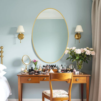 Oval Wandspiegel Gold 91x61cm – Moderner Badezimmer Spiegel