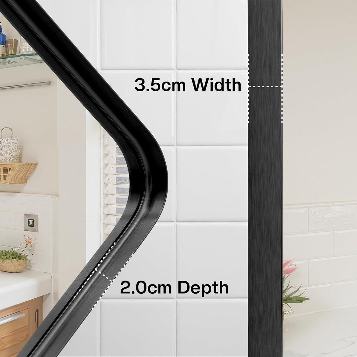 Wandspiegel Schwarz 75x50cm – Moderner Badezimmer Spiegel