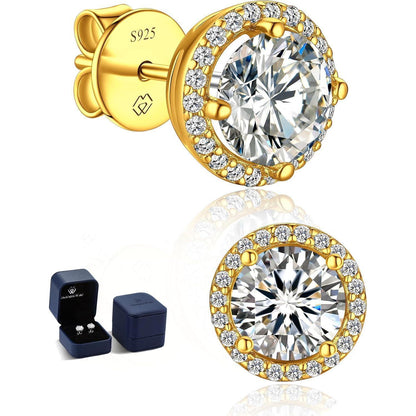 Goldene Moissanit Ohrstecker 585 - Funkelndes Damen Geschenk