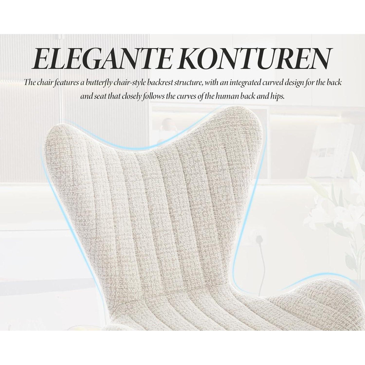 Moderner Barhocker 2er Set mit Chenille & Stepp-Rückenlehne