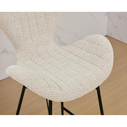 Moderner Barhocker 2er Set mit Chenille & Stepp-Rückenlehne