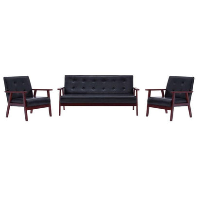 3-TLG. Sofagarnitur Schwarz – Modernes Sofa-Set für Wohnzimmer
