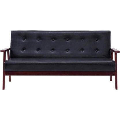 3-TLG. Sofagarnitur Schwarz – Modernes Sofa-Set für Wohnzimmer
