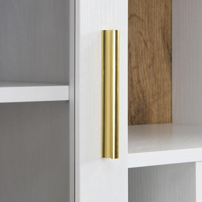 Weißes Sideboard mit Glastüren & Stauraum (94,5x30x175,5cm)