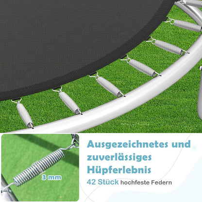GYMAX Gartentrampolin 305cm mit Sicherheitsnetz & Leiter