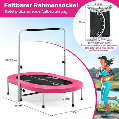Trampolin 2er Set, Klappbar & Verstellbar – Rosa Fitnessspaß