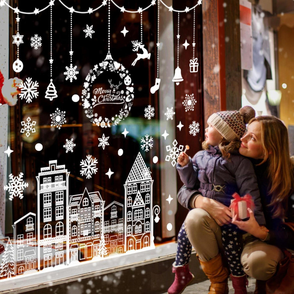 Weihnachts Fensterbilder selbstklebend – 5 Blatt Winterdeko