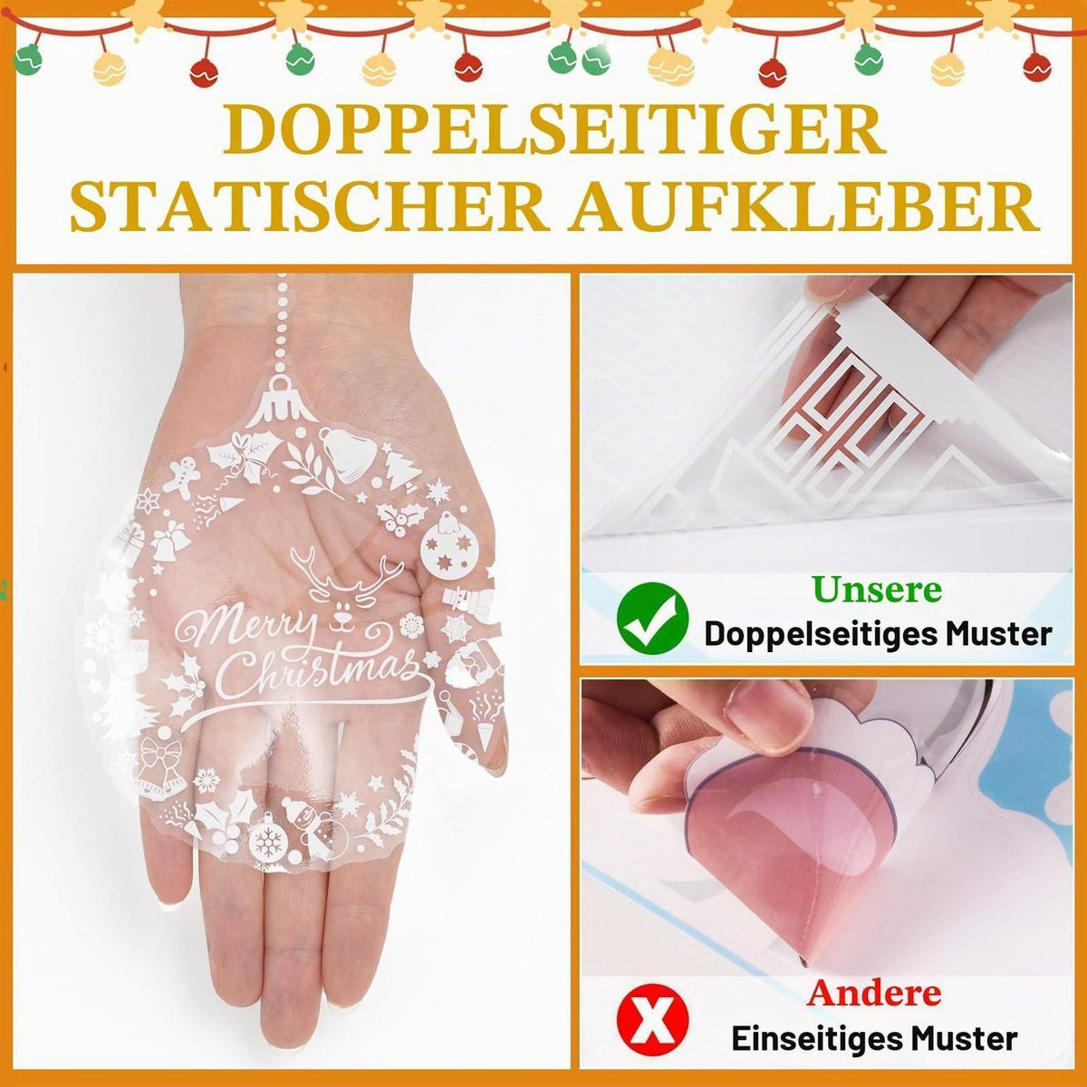 Weihnachts Fensterbilder selbstklebend – 5 Blatt Winterdeko