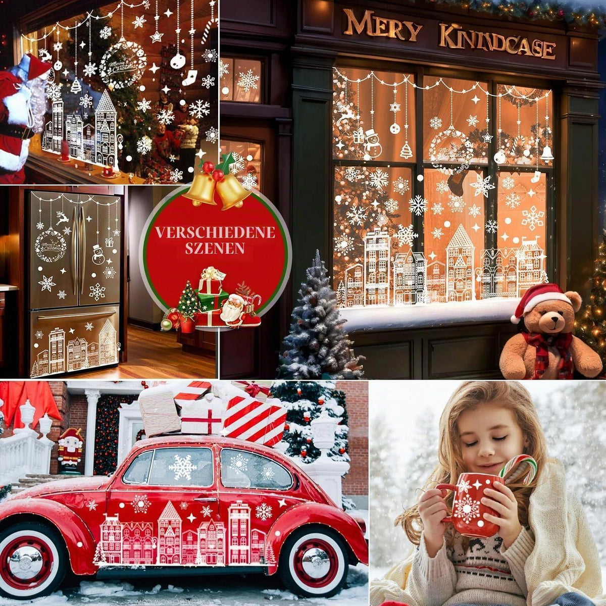 Weihnachts Fensterbilder selbstklebend – 5 Blatt Winterdeko