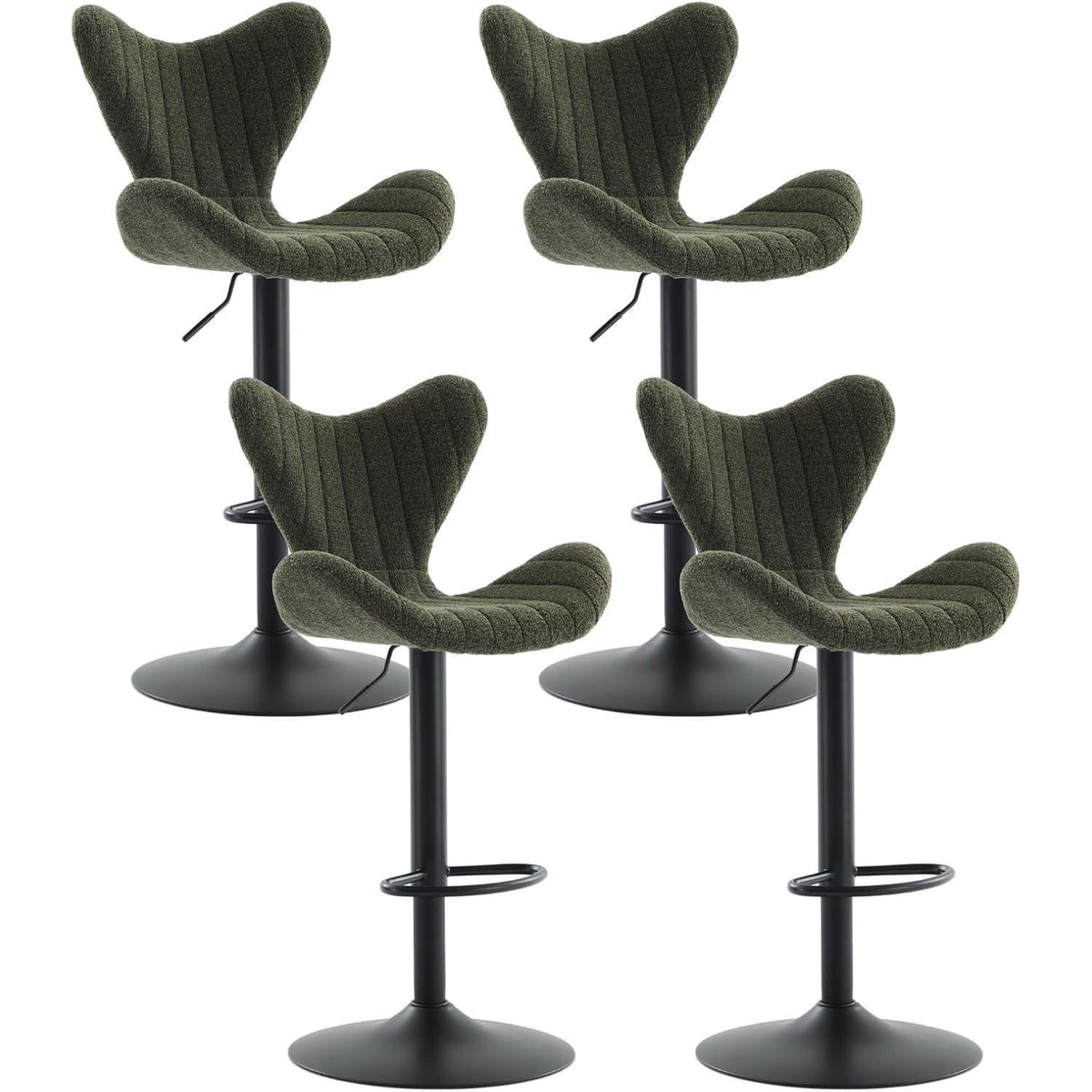 Moderner Barhocker 4er Set, Höhenverstellbar, Grün