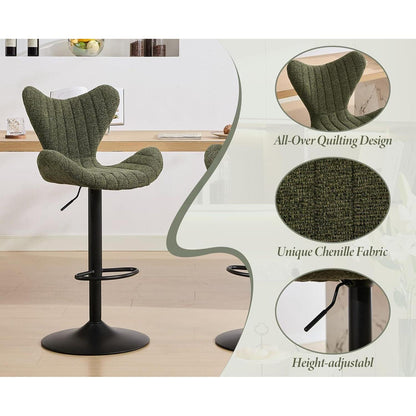 Moderner Barhocker 4er Set, Höhenverstellbar, Grün