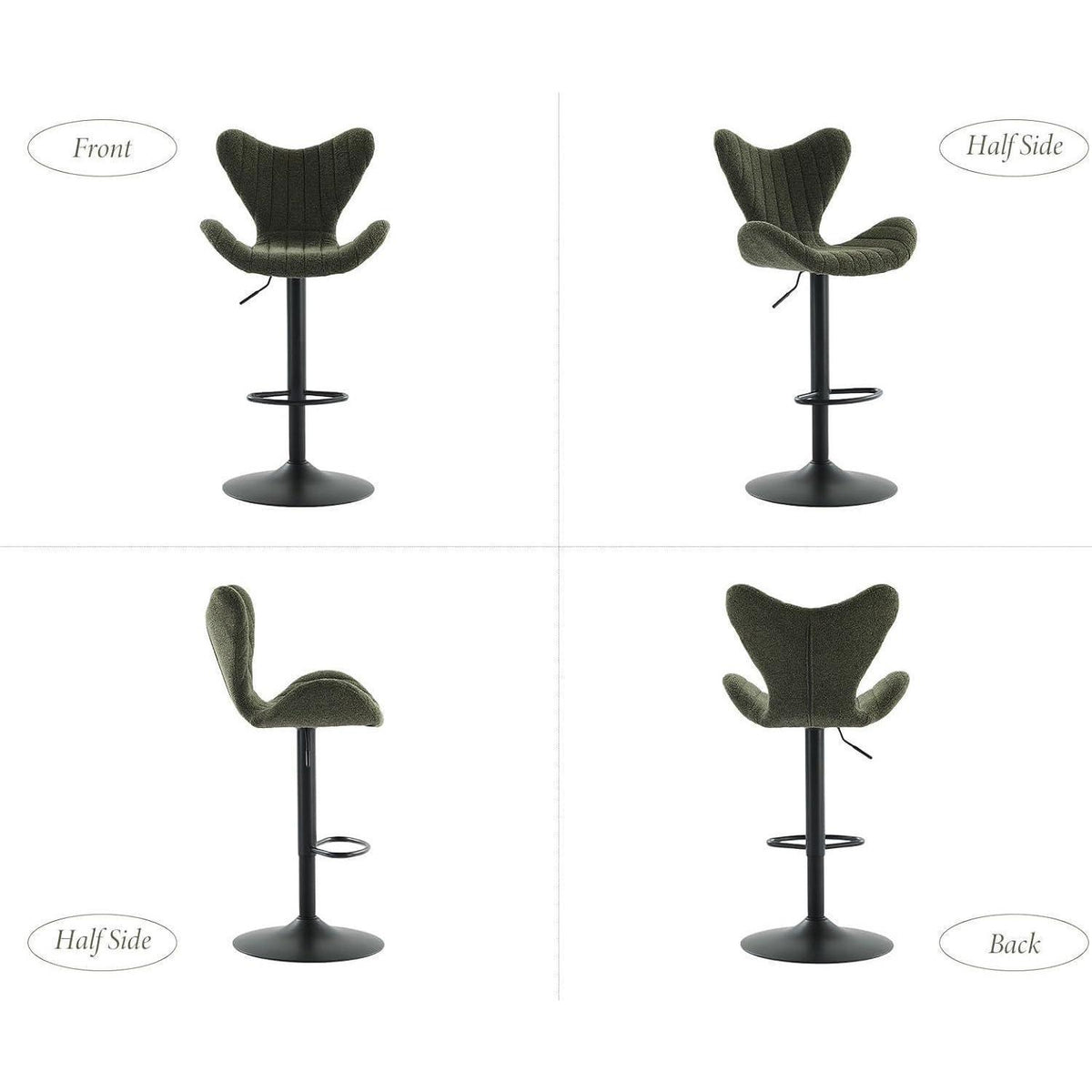 Moderner Barhocker 4er Set, Höhenverstellbar, Grün