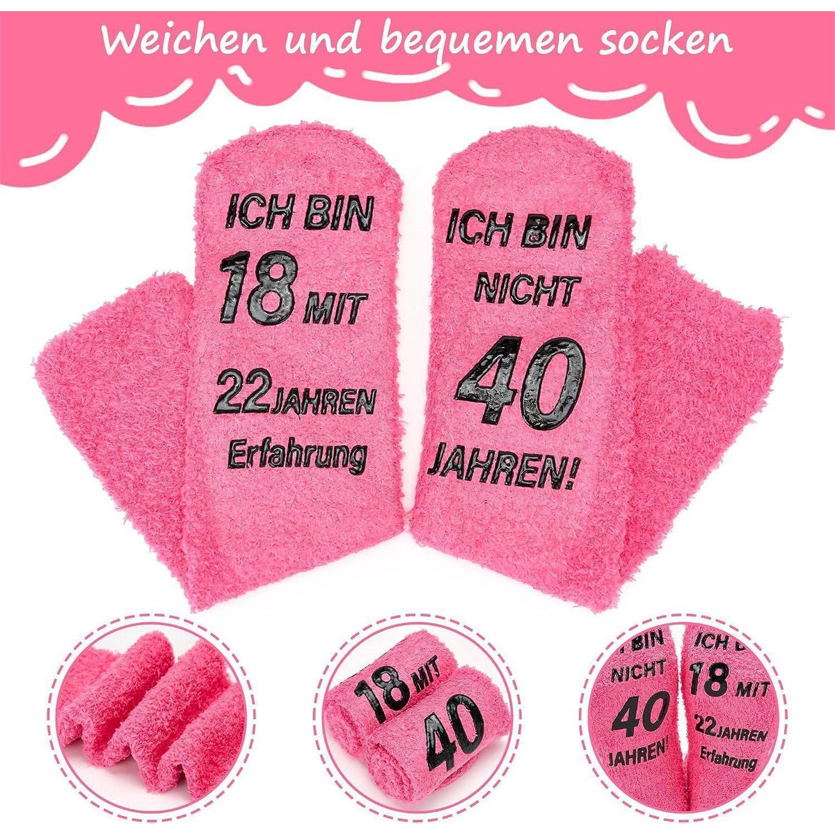 Geschenkset 40. Geburtstag: Socken & Tragetasche für Frauen