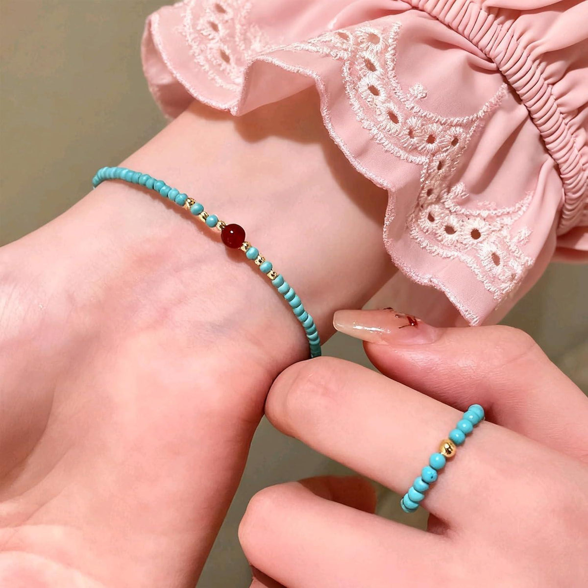4mm Türkis Perlen - 180 Stück zum Schmuck Basteln
