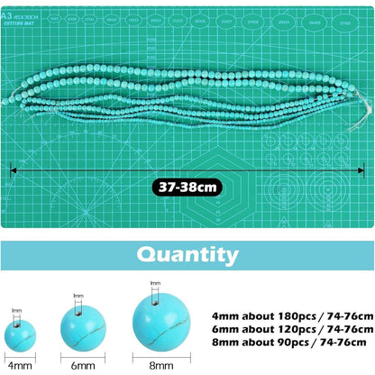 4mm Türkis Perlen - 180 Stück zum Schmuck Basteln