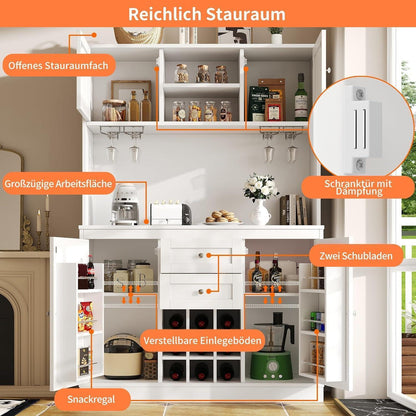 Küchenschrank Weiß mit Weinregal & Verstellbarem Innenraum