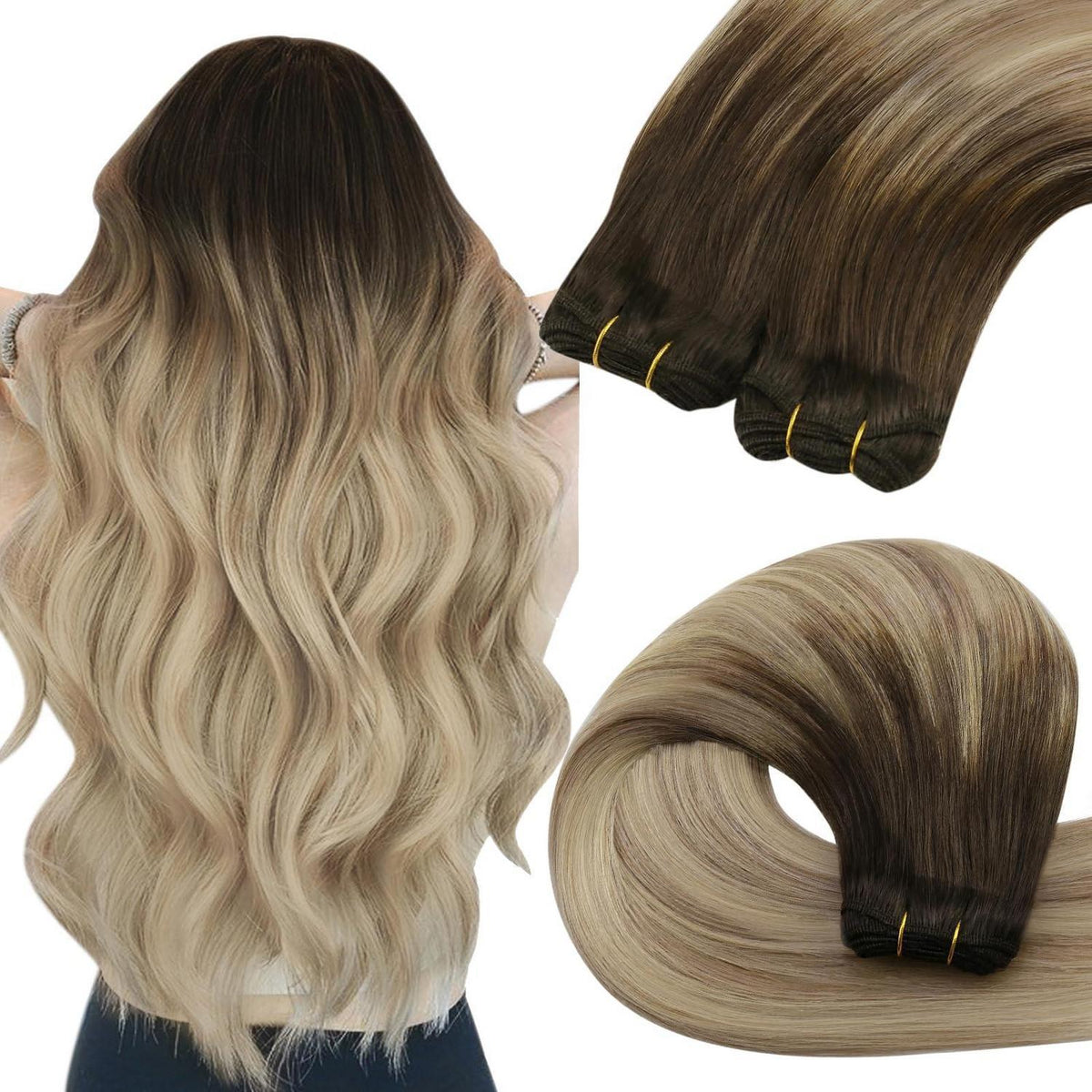Echthaar Tressen Balayage Blond 40cm - Remy Haarverlängerung
