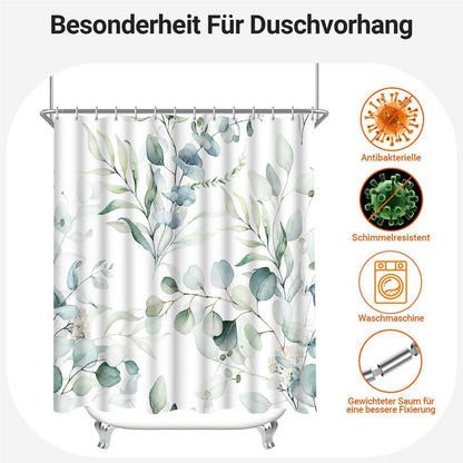Duschvorhang Textil 160x160 cm Blatt, Wasserabweisend, Waschbar