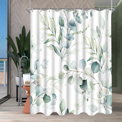 Duschvorhang Textil 160x160 cm Blatt, Wasserabweisend, Waschbar