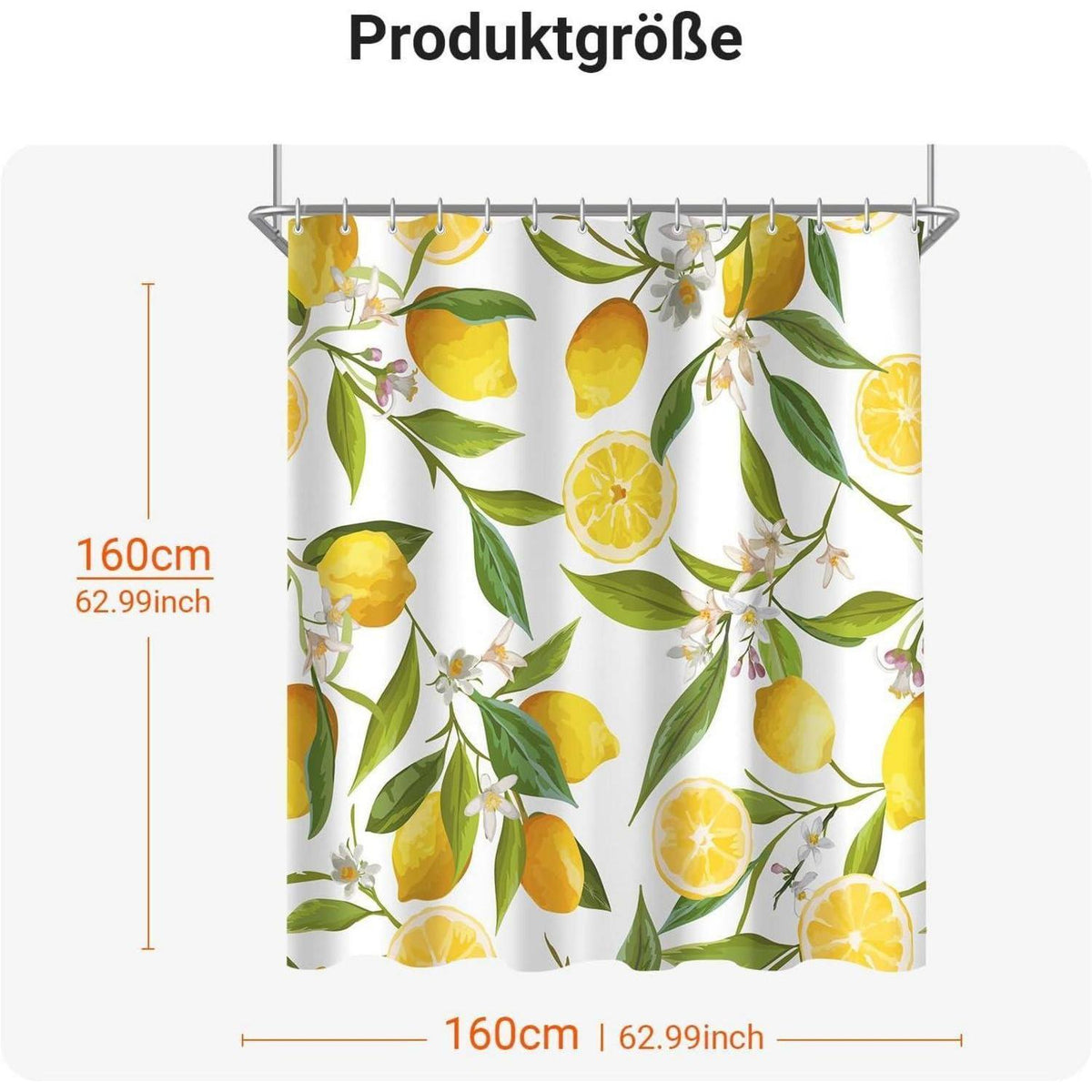 Duschvorhang Zitrone Blatt 160x160 cm | Wasserabweisend & Waschbar