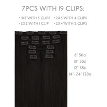 Echthaar Clip-in Extensions – Natürliches Schwarz, 55g, 25cm