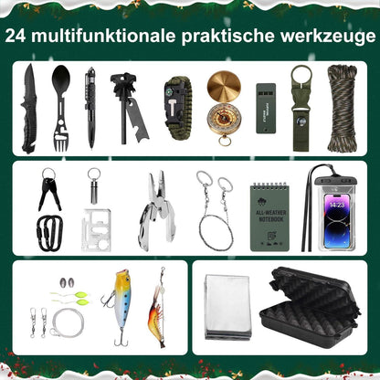 Adventskalender Überlebensset 24 Tage Outdoor Camping Gadgets