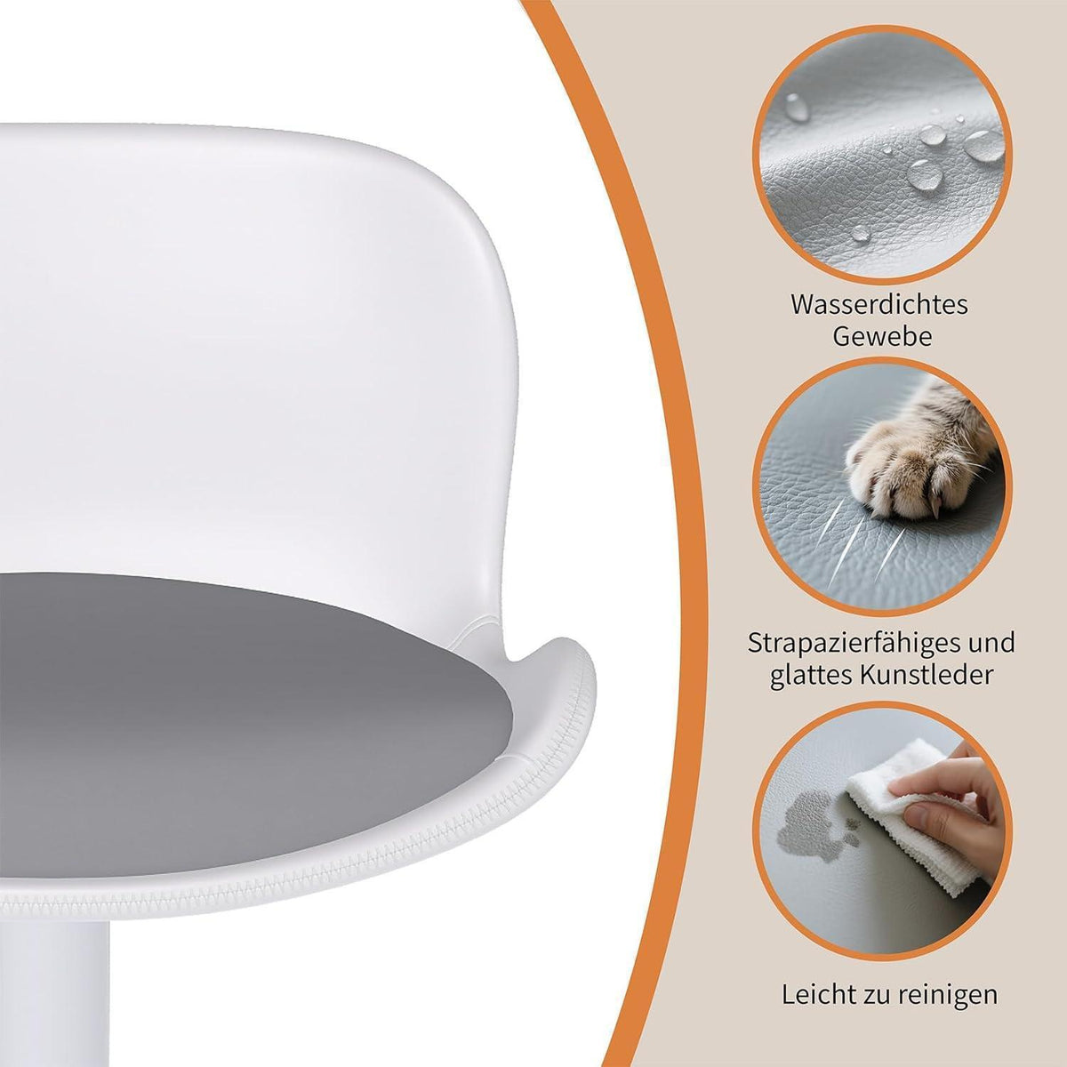 Höhenverstellbarer Barhocker 3er Set Weiß/Grau