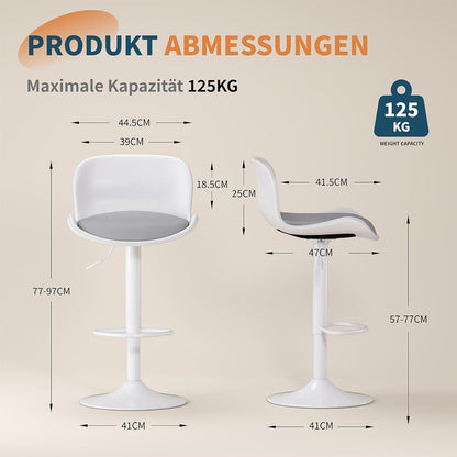 Höhenverstellbarer Barhocker 3er Set Weiß/Grau