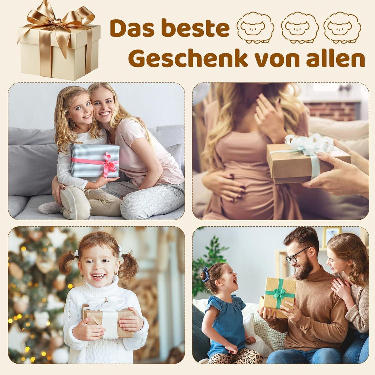 Holz Schaf Mobile Babybett Windspiel Filz Wolke Stern