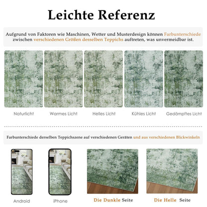 Grüner Teppich 240x300cm – Waschbar, Modern & Rutschfest