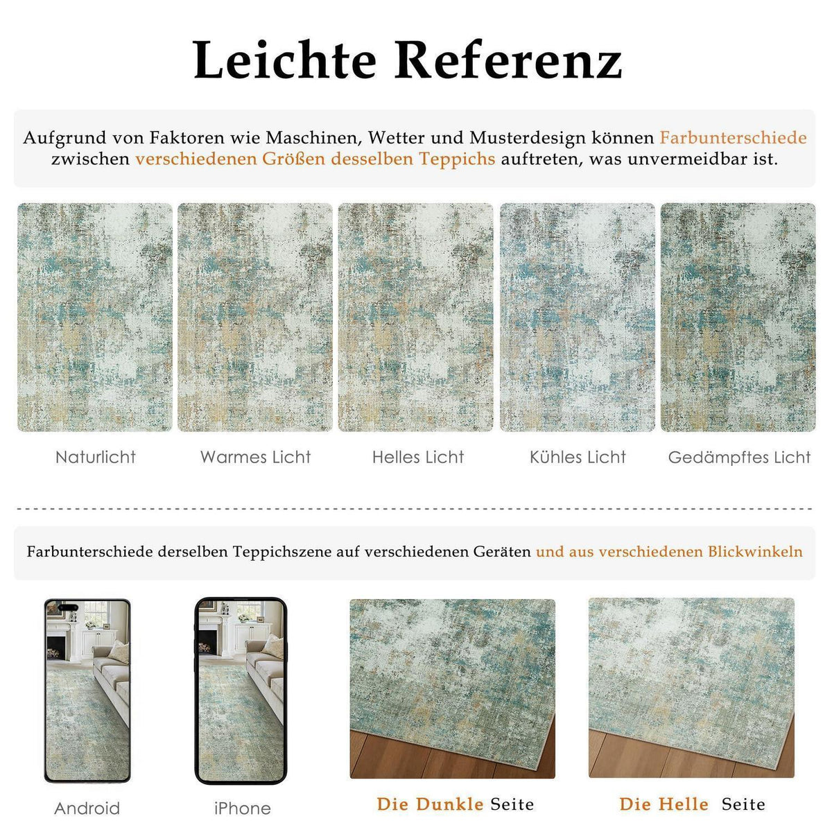 Blauer Gelber Teppich 240x300cm – Waschbar & Rutschfest