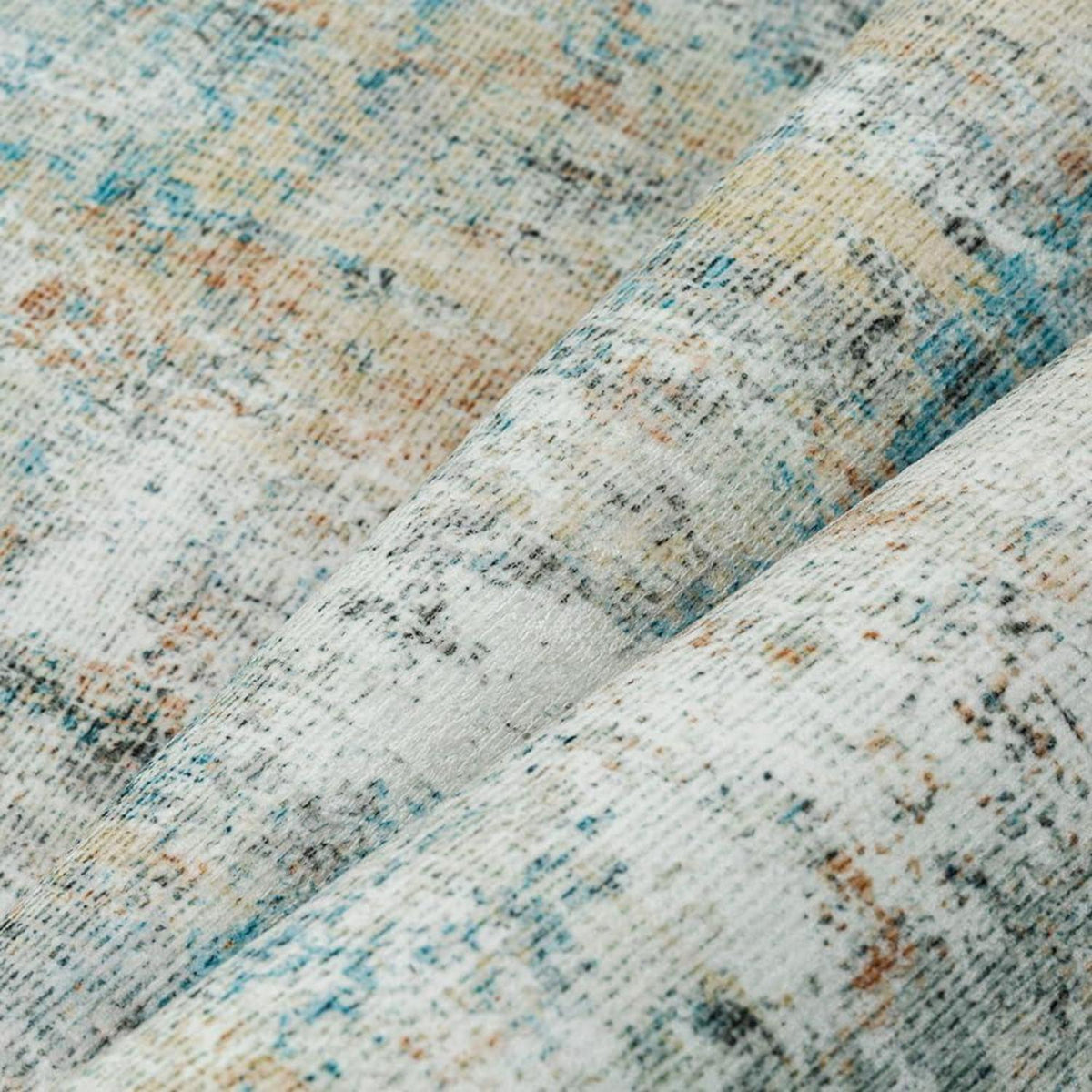 Blauer Gelber Teppich Wohnzimmer 180x270cm Waschbar & Rutschfest