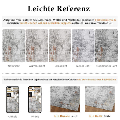 Grauer Wohnteppich Rot 240x300cm – Waschbar & Rutschfest