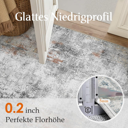 Grauer Wohnteppich Rot 240x300cm – Waschbar & Rutschfest