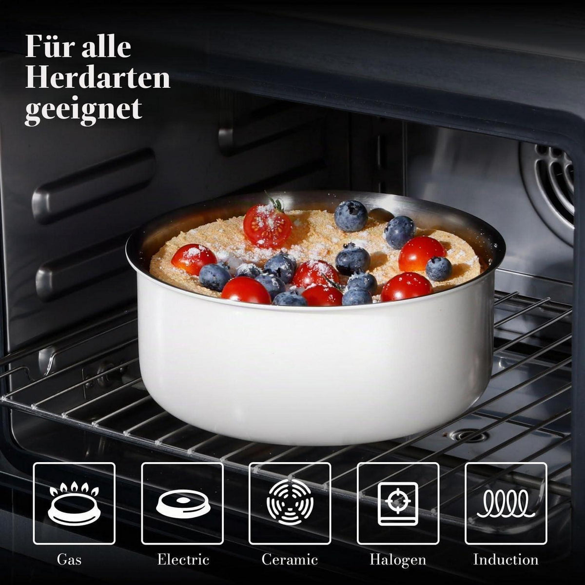 Edelstahl Topfset 14-teilig ohne Beschichtung, abnehmbarer Griff