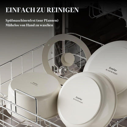 Edelstahl Topfset 14-teilig ohne Beschichtung, abnehmbarer Griff