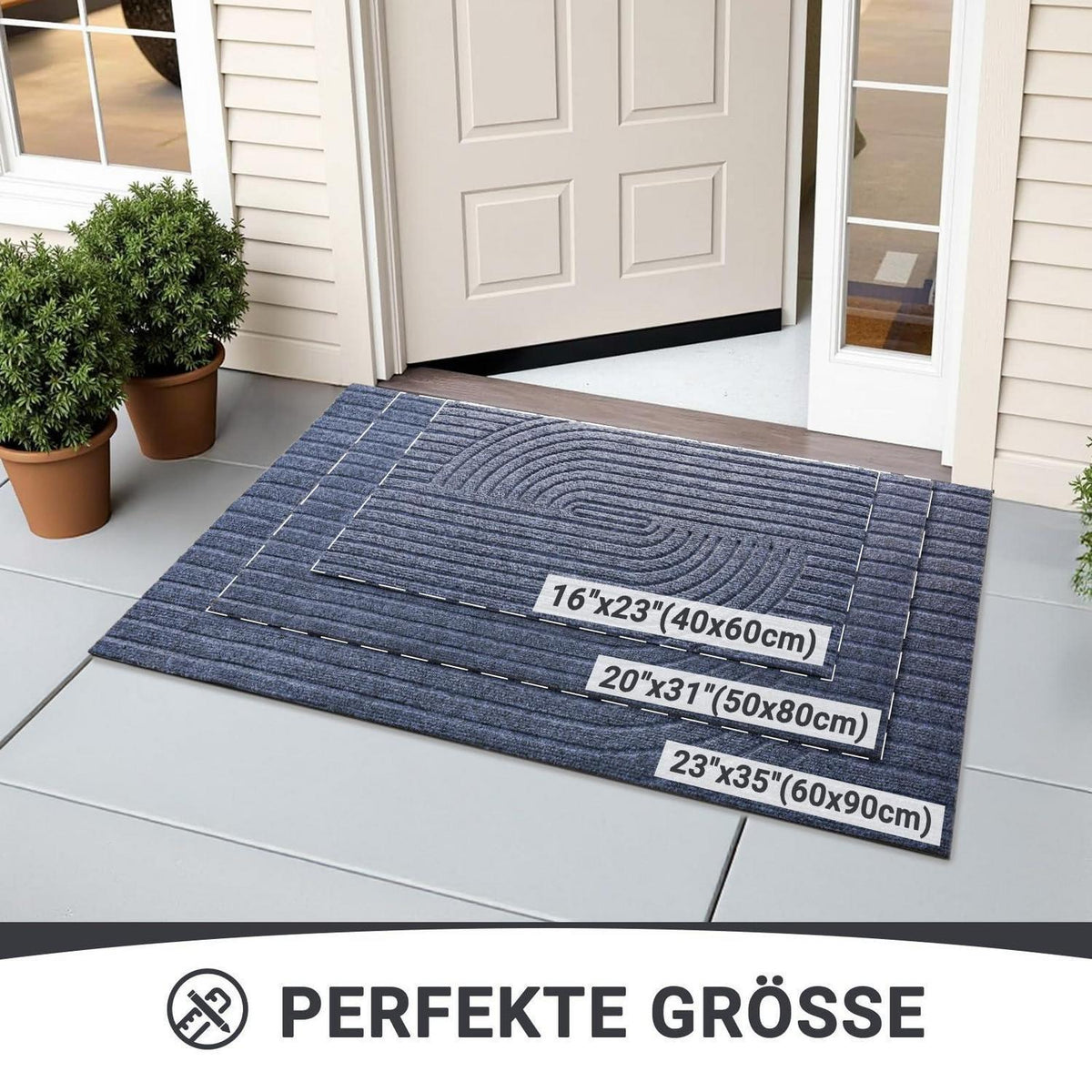 Fußmatte Grau 60x90cm - Rutschfest & Schmutzfang