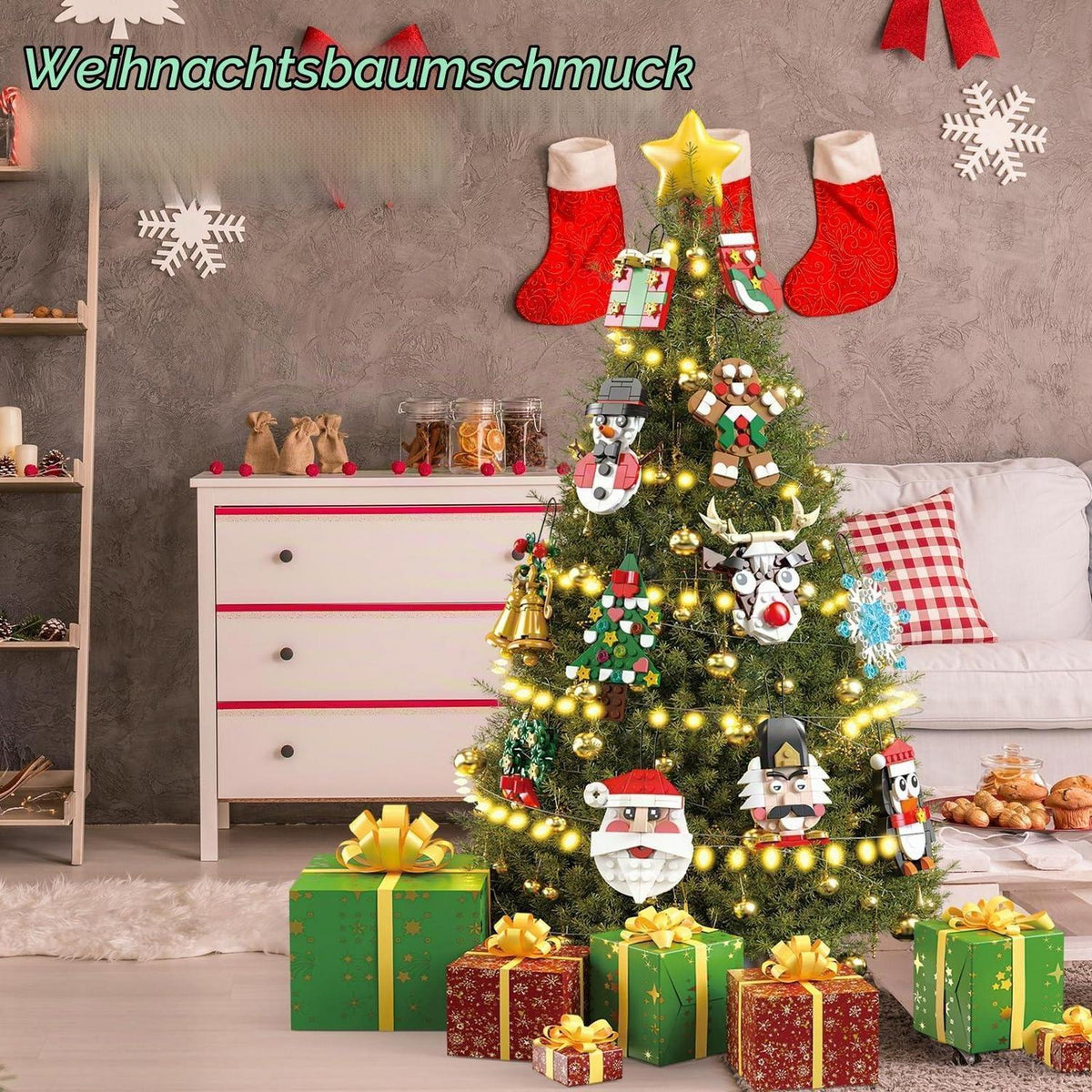 Adventskalender Weihnachten: 12 Baustein-Ornamente zum Selberbauen
