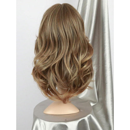 Welliges Pony Perücke Ash Blond – Synthetik, Mittel-Lang
